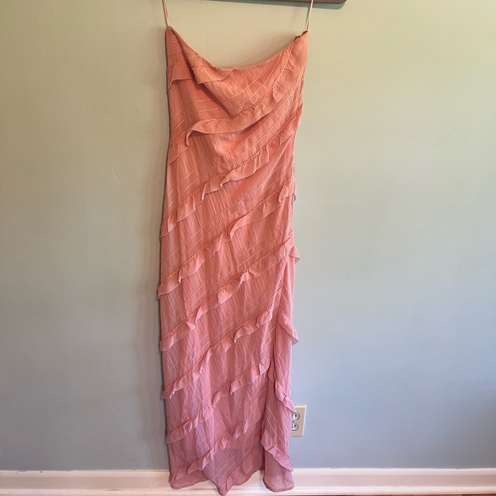 Elegant Pink Ruffled Dress